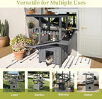 Merax 4 Tiers Outdoor Cat House, Weatherproof Cat Tree Tower with Waterproof Roof and 2 Doors, Feral Cat Shelter Outside Enclosure, Multi-Level Play Zones with Balcony for Small Animals