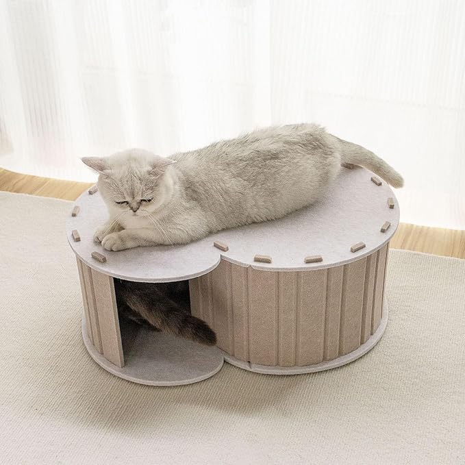 Walbest Cat Houses for Indoor Cats,Cat Cave Beds Pet Hideaway, Condos Cat Sleeping Space,Collapsible Covered Burrowing Cozy Kitten Nest,Sturdy Structure Cat Play Tower Camel