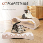 FluffyDream 2 in 1 Cat Scratcher Cardboard Lounge Bed, Cat Scratching Post, Durable Board Pads Prevents Furniture Damage,Large,Wave