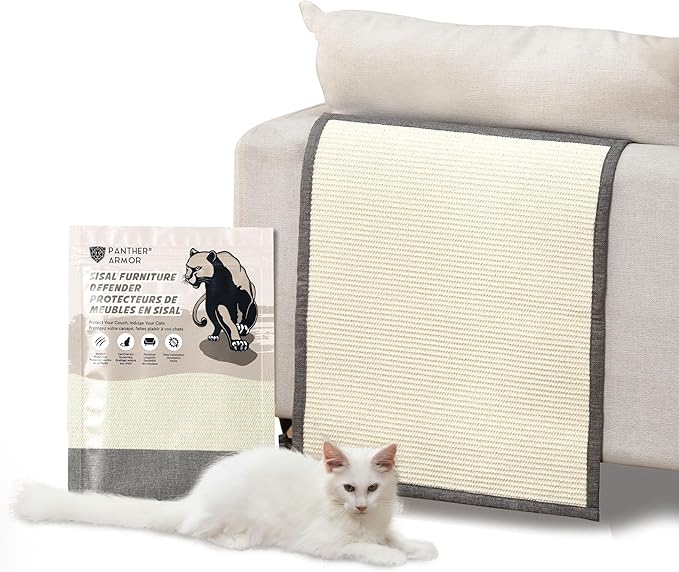 Panther Armor Sisal Furniture Defender, Sisal Cat Scratcher [Grey-Back Rest] Anti Cat Scratch Furniture Protector, Sofa Scratching Pads