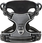 HEELE Dog Harness, No Pull Adjustable Padded Reflective Harness for Small Medium Large Dogs with Handle for Walking Training, Grey, M