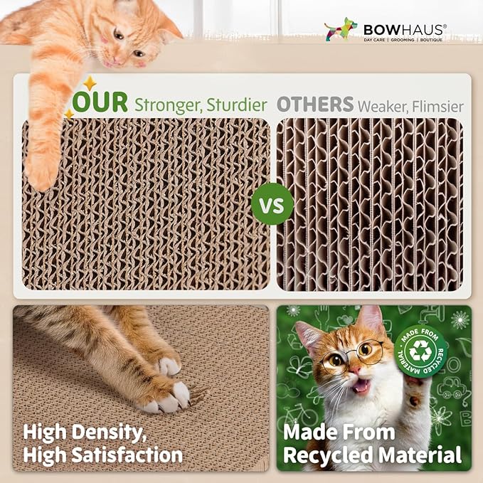 CAPHAUS Infinity Cat Scratcher Lounger, Reversible Scratcher, Large Cat Scratching Pad, Cat Scratching Board, Scratch Pad for Indoor Cats, White