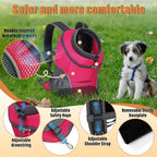 YUDODO 9-14lbs Dog Front Carrier Backpack, Adjustable Breathable Pet Carrier for Small Dogs, Ventilated Puppy Back Pack with Safety Belt, Lightweight Doggy Backpack for Hiking Outdoor (Rose, L)