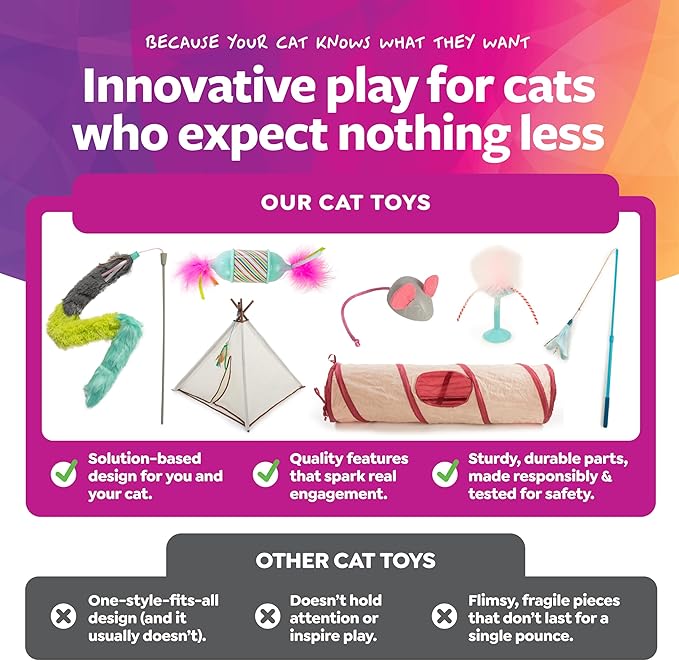 SmartyKat Kitty Camp Crinkle Cat Tent Hideaway, Collapsible Tent with Detachable Feather Toy for Privacy & Play for Cats & Kittens, Beige, One Size