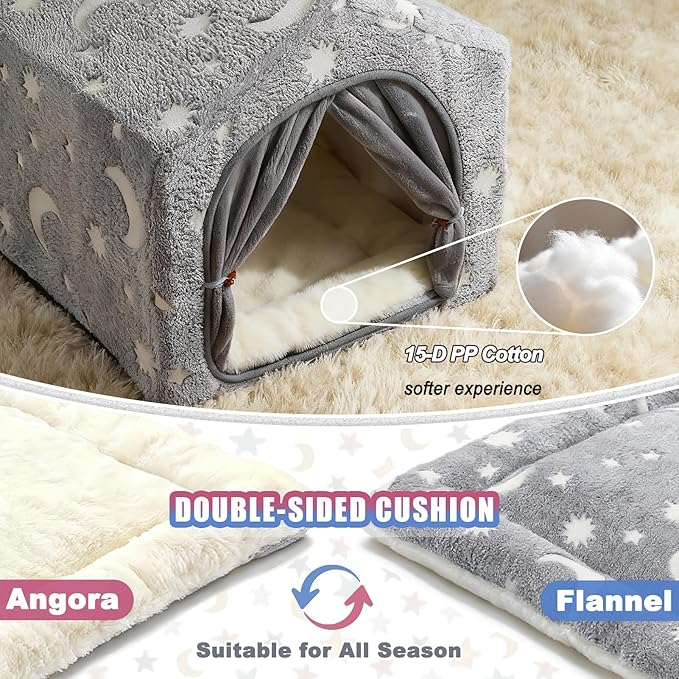 Indoor Dog House, Night-Luminous Star Dog Tent with Frame, Washable Dog Cave Bed, Suitable for 18-40 lb Small and Medium Dog