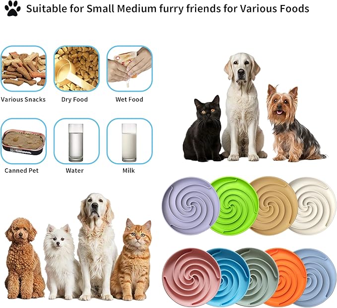 Slow Feeder Dog Bowls, Dishwasher Microwave Safe Silicone Puppy Puzzle Bowl with Non-Slip Design for Eating (Grey Green)
