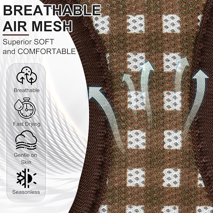 AIITLE Breathable Mesh Dog Vest Harness, No Pull Escape Proof Vest Harnesses with Reflective Bands, Adjustable Plaid Pet Outdoor Harnesses for Small and Medium Dogs Chocolate M