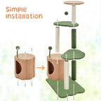 Yaheetech 42in Cactus Cat Tree, Green Cat Tree Tower w/Pumpkin Condo, Multi-Level Perches, 3 Scratching Posts, Teasing Ball for Indoor Kittens