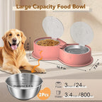 Newget Stainless Steel Dog Bowl Set with Lids, 304 Metal Dual Food & Water Bowls for Dogs & Cats, Large Capacity Pet Feeder with Cover Keeps Food Fresh, Anti-Skid Dog Dish for Small/Medium/Large Pets