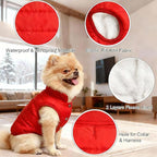 Dog Jacket Waterproof Fleece Dogs Vest Small Dog Coats for Winter Cold Weather Warm Dogs Puffer Jacket Puppy Coat Red Pet Jackets Cat Coats S