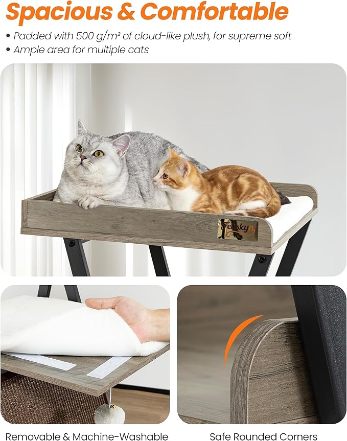 Modern Wood Cat Tree Tower for Indoor Cats Large Adult - 67 Inch Tall Multi-Level Heavy Duty Cat Condo Trees Furniture with Caves Perch Bed Scratching Board -XL Big Wooden Kitty House