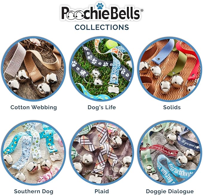 PoochieBells Handcrafted Dog Doorbell for Potty Training – Easy & Quick, Doggie-Safe USA-Made Dog Door Bell with Perfect Sound, Dog Trainer-Recommended for Over 20 Years, Spring Fling Plaid