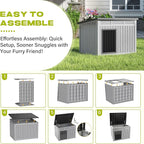Bifanuo Dog House Outdoor Indoor for Large Dog - Weatherproof & Removable Roof, Easy Assemble and Clean for Medium to Large Dogs(Grey, 41.2" L x 31" W x 31.5" H)