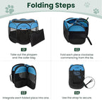 Love's cabin Pet Puppy Dog Playpen, Medium Dog Tent Crates Cage Indoor/Outdoor, Portable Playpen for Cat, Foldable Pop Up Dog Kennel Playpen with Carring Case, Removable Zipper Top, Blue