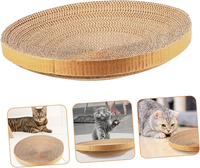 ABOOFAN Cat Scratch Board Replacement Core Round Corrugated Cardboard 14.43 Inch Durable Indoor Floor Cat Scratch Pad Refill for Kitten Play and Rest