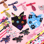 Reginary 120 Pcs Paw Bone Print Dog Bandanas Bulk Dog Bows Set Bow Ties Cat Scarf Colorful Washable Triangle Pet Kerchief Cute Bib for Summer Small Medium Large Pets Grooming Accessories Costume