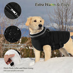 Dogcheer Dog Coat, Waterproof Dog Jacket with Harness, Reflective Adjustable Winter Coat with Zipper, Christmas Pet Snow Jacket Clothes for Small Medium Large Dogs - Black M