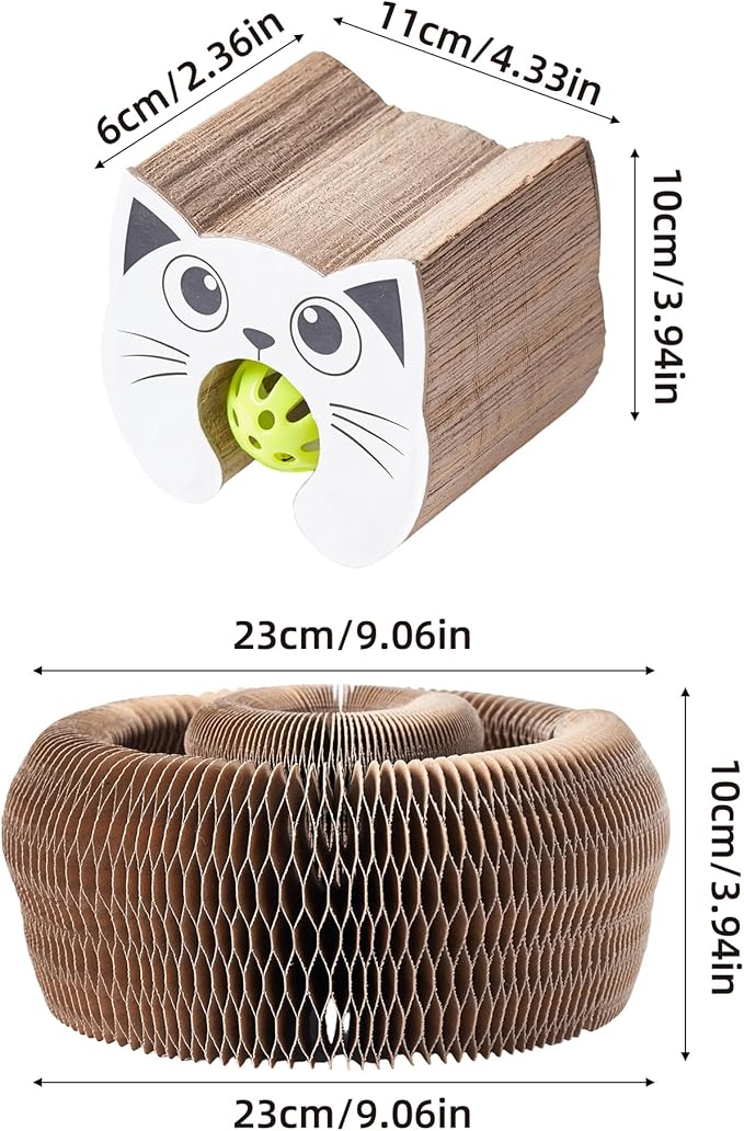 Magic Organ Cat Scratcher Board Cat Ball Adventure The Ultimate Interactive Mental Physical Exercise for Indoor Cats Toy (White and Black, 1PCS)