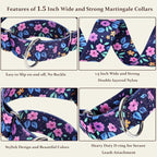 Wide 1.5 Girl Martingale Collar for Dogs,No Pull Heavy Duty Floral Dog Collar for Medium Large Extra Large Female Dogs XL