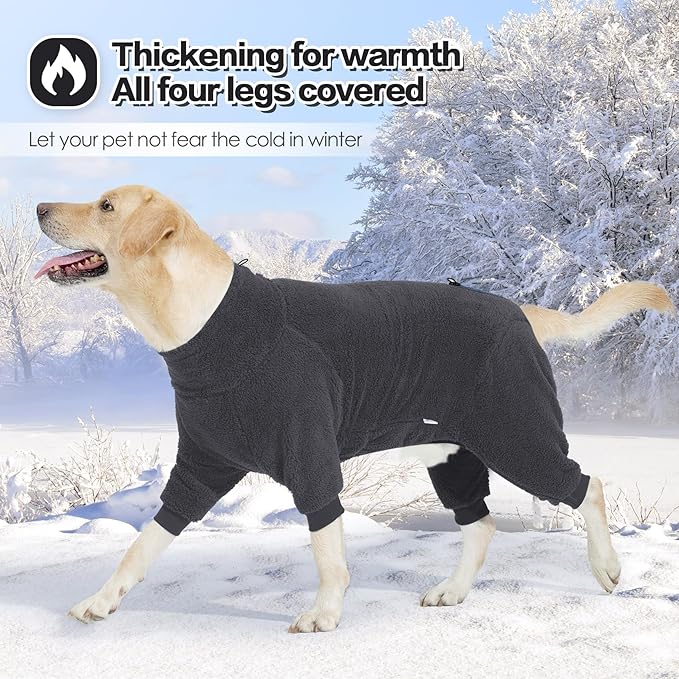 Fleece Dog Sweater for Small Medium Large Dog for Run Walk Sleep Winter Jacket & Windproof Clothes Coat 3XL Grey