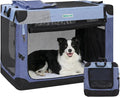 Gardner Pet Soft Collapsible Dog Crate - 36 Inch Portable Travel Dog Crate for Medium/Large Dogs Indoor & Outdoor, 3-Door Pet Crate with Durable Mesh Windows & Storage Bag, Blue