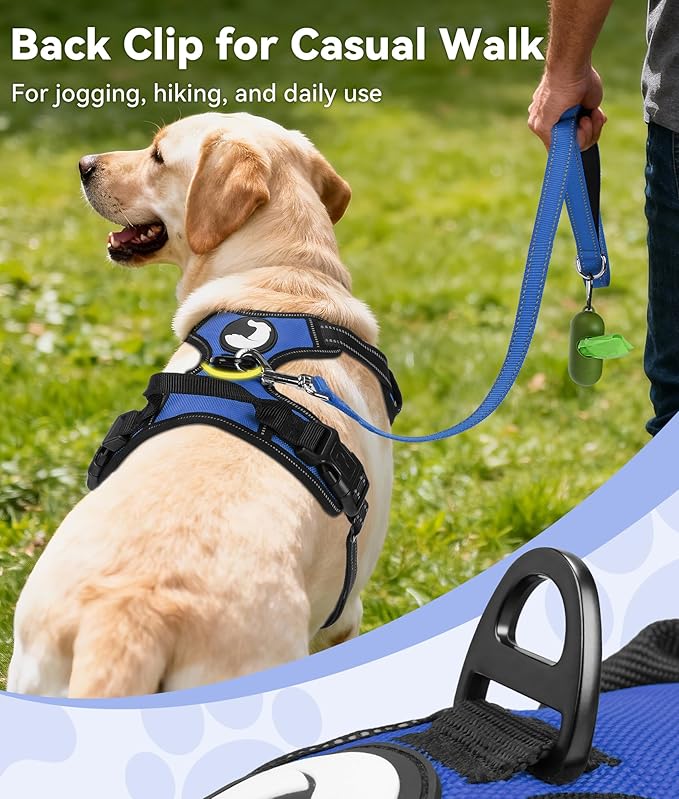 Joytale No Pull Dog Harness for Extra Large Dogs, Reflective Pet Vest with Front Clip, Adjustable Soft Padded Harnesses with Easy Control Handle for Training and Walking, Navy Blue, XL