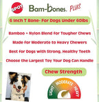 SPOT Bam-Bones Plus T-Bone Dog Chew Toy, Bamboo Fiber & Nylon, Chicken Flavor, Durable Non-Splintering Chew for Moderate to Aggressive Chewers, Dogs 30-60 lbs, 6 Inch
