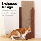 FUKUMARU Cat Scratcher, 26.8 Inch L Shaped Cat Scratch Pad Wall, Modern Cardboard Cats Scratching Board for Indoor Cats, Felt Vertical Scratching Post, Furniture Protector (Caramel)