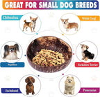 Raised Dog Bowl for Small Dogs - Elevated Natural Coconut Shell Bowl with Wood Stand - Around 20-oz Capacity - Suitable of Wet and Dry Dog Foods