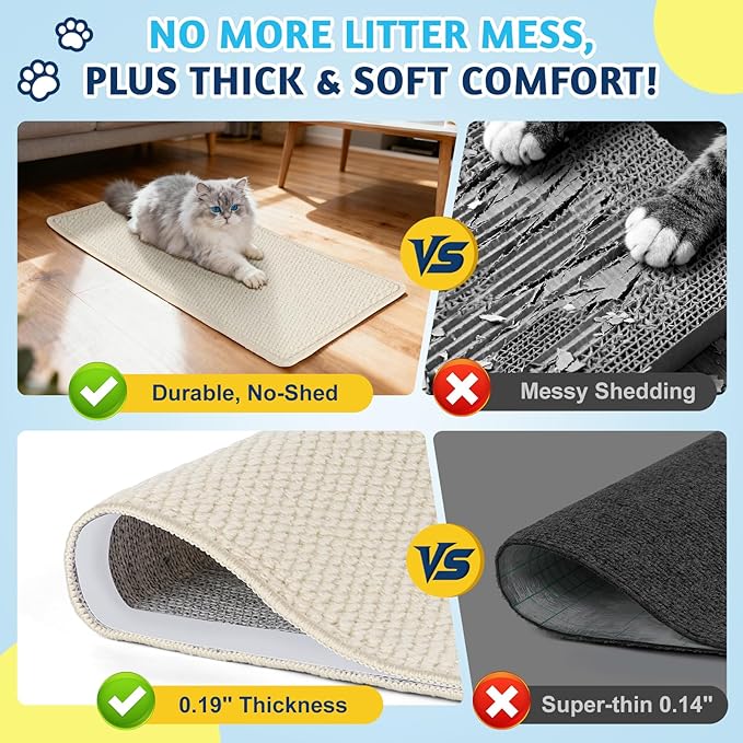 ENONCI Corner Cat Scratcher Wall Mounted for Indoor Cats, Cat Scratcher Pad for Door Frame, 19.6X9.8 Inch Anti Cat Scratch Door Furniture Protector for Couches and Walls