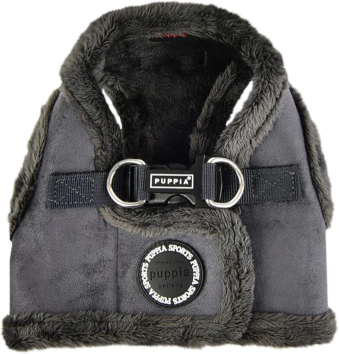 Puppia Terry Vest Dog Harness Step-in Winter Suede Warm No Choke No Pull Training Walking for Small and Medium Dog, Grey, X-Large