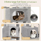 Globlazer Extra Large Cat Tree Tower for Indoor Cats Large Adult, 80in Tall Heavy Duty Cat Tree with 3 Spacious Cat Condos, Oversized Fan-Shaped Perch, 6 Full Sisal Scratching Posts, S80, Light Grey