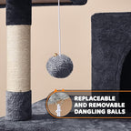 Topeakmart 59 inches Cat Tree Cat Tower Stand House Condo with Big Hammock Scratching Post Kitty Pet Play House