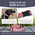 Lucky Love Dog Wide Dog Collar - Adjustable, Durable, Soft Webbing, & Comfortable 1.5 inch Wide Collar with Strong Buckle for Dogs Male and Female with Strong Buckle - Rosie, Large