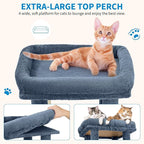 61" Large Cat Tree Tower for Indoor Cats, Heavy-Duty Multi-Level Cat Condo for Maine Coon & Big Cats with Extra-Large Perch, 2 Spacious Houses, Sisal Scratching Posts & Hanging Toys - Light Blue