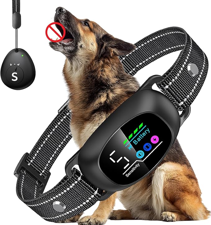Dog Bark Collar with Remote – 2-in-1 Automatic & Manual Modes, Smart Anti Bark Dog Training Collar with Beep, Vibration & Shock, 330FT Range, IP67 Waterproof, Rechargeable (8-150lbs)