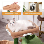 Cactus Cat Tree Small Cat Tower with 32 Inches Scratching Post with Cats Condo House, Cozy Hammock and Removable Top Bed and Dangling Ball for Indoor Cats-34” Green