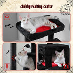 PETEPELA 45.7" Gothic Cat Tree for Indoor Cats, Cat Tower for Large Cats with Metal Frame Large Hammock (17.3"x15.3"), Cat Condo with (18.5"x13") Big Top Perch & 4 Sisal Covered Scratching Posts,Black
