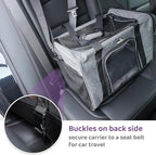 TSA Approved Pet Carrier for Small Medium Cats and Dogs | Dog Carrier with Adequate Ventilation | 4 Mesh Windows, 3 Entrance, Locking Safety Zippers, Padded Shoulder Strap, Black