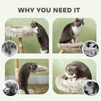 Modern 35” Cat Tree with Solid Wood Scratching Post – Indoor Cat Tower with Plush Bed & Rope Toy, Stable Round Base, Natural Brown Cat Condo for Cats Under 10 lbs