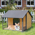 GUTINNEEN Large Dog House with Insulated Liner for Winter Outdoor Dog Cage with All-Around Iron Frame Dog Kennel for Small & Medium & Large Dogs,Insulation