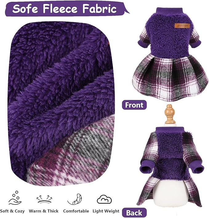 Dog Sweater Dog Clothes for Small Dogs Boy Girl Fall Puppy Dress Warm Fleece Chihuahua Yorkie Teacup Doggie Sweaters Dresses Doggy Sweater for Small Dogs Girl Cat Outfit, Purple, S