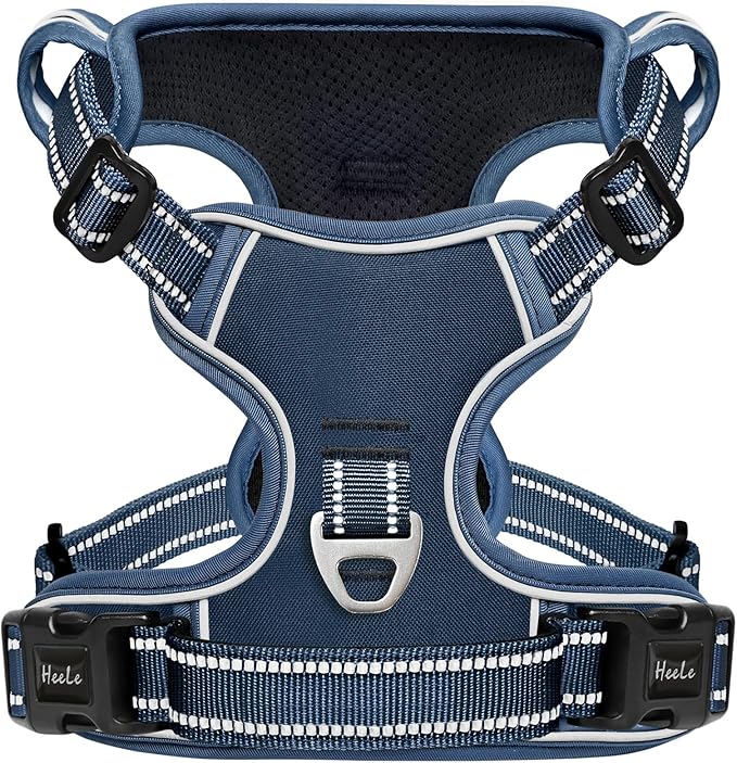 HEELE Dog Harness for Medium Dogs No Pull Dog Vest Harness with Soft Padded Handle Reflective for Outdoor Training, Royal Blue, M