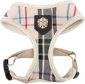 Puppia Junior Over-The-Head Dog Harness Checkered Pattern No Choke No Pull Adjustable Chest Belt Walking Training for Small and Medium Dog, Large, Beige
