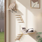 Cat Wall Climbing Shelf, 2 pcs Cat Wall Climber, 4 Step Climbing Stairs, Wall-Mounted Ladder with Sisal Scratching Rope, Perfect Wall Furniture for Perching (CatStairs2P4Steps)