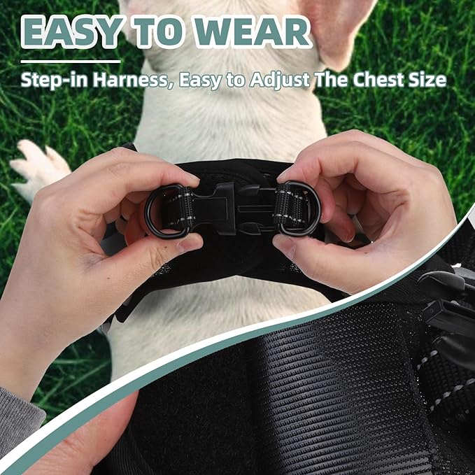 PUPTECK No Pull Dog Harness Small Sized Dog, Adjustable Reflective Escape Proof Easy Control, Comfortable Soft Padded Step in Pet Vest Harness, Camouflage, M