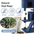 FDW | 54" Cat Tree Tower | Dark Blue | Multi-Level Indoor Activity Center with Sisal Scratching Posts, Condos, Plush Perches, Hanging Cat Toys | Sturdy, Easy to Assemble | for Kittens & Adult Cats