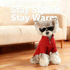 Small/Medium Dog Sweater, Warm Dog Winter Coat w/Sleeves, Comfortable High Neck Premium Dog Clothes for Schnauzer-Best for Holidays, Daily Walks M Red