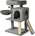 Amazon Basics Indoor Cat & Kittens Multi-Level Climbing Activity Tower with Scratching Posts, 2 Condos, FSC Certified, M - 31.1" (78.9cm) H, Grey