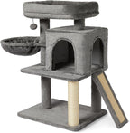 Amazon Basics Indoor Cat & Kittens Multi-Level Climbing Activity Tower with Scratching Posts, 2 Condos, FSC Certified, M - 31.1" (78.9cm) H, Grey